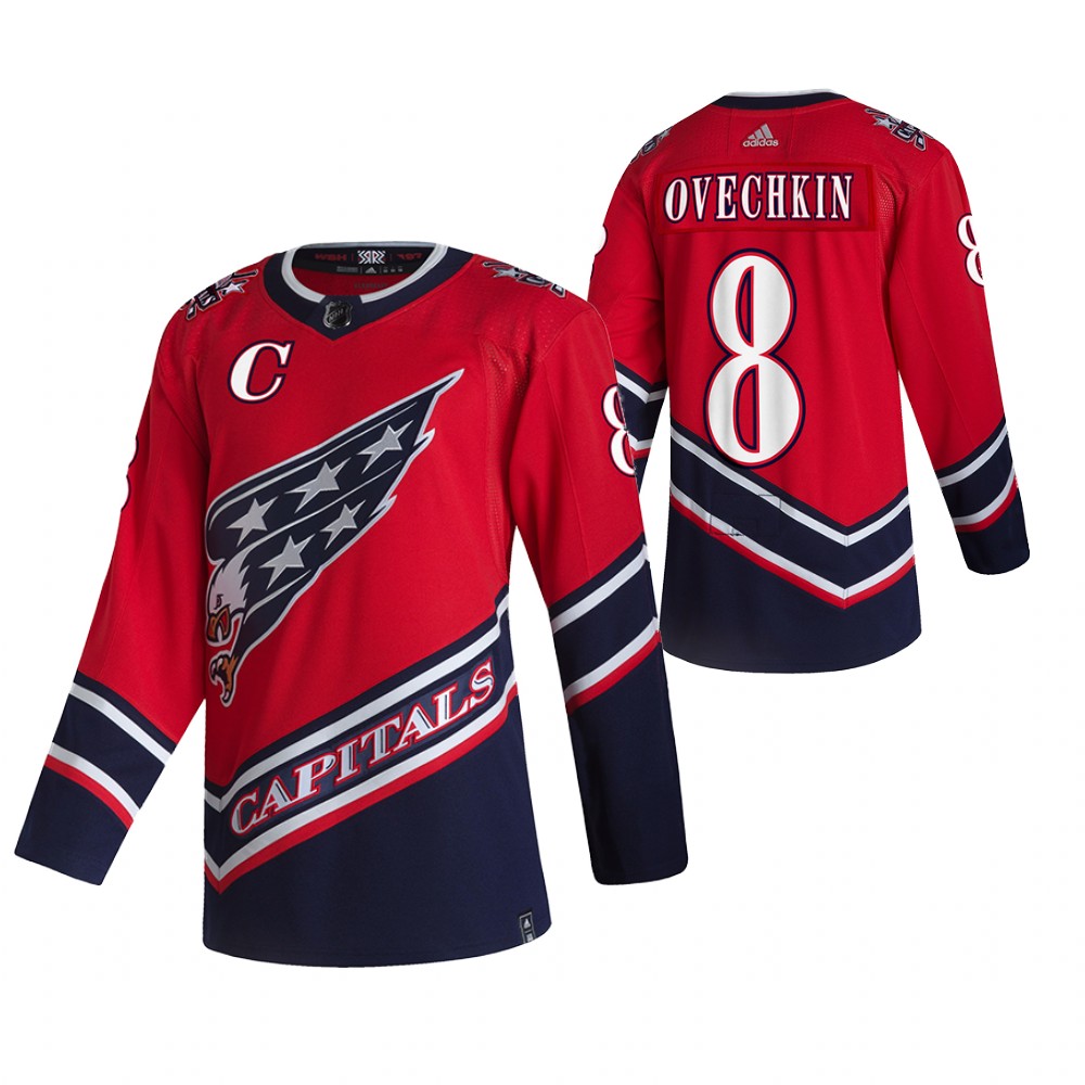 2021 Adidias Washington Capitals 8 Alexander Ovechkin Red Men Reverse Retro Alternate NHL Jersey